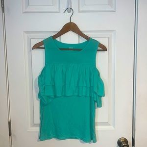 a.n.a. Turquoise Cold Shoulder Shirt